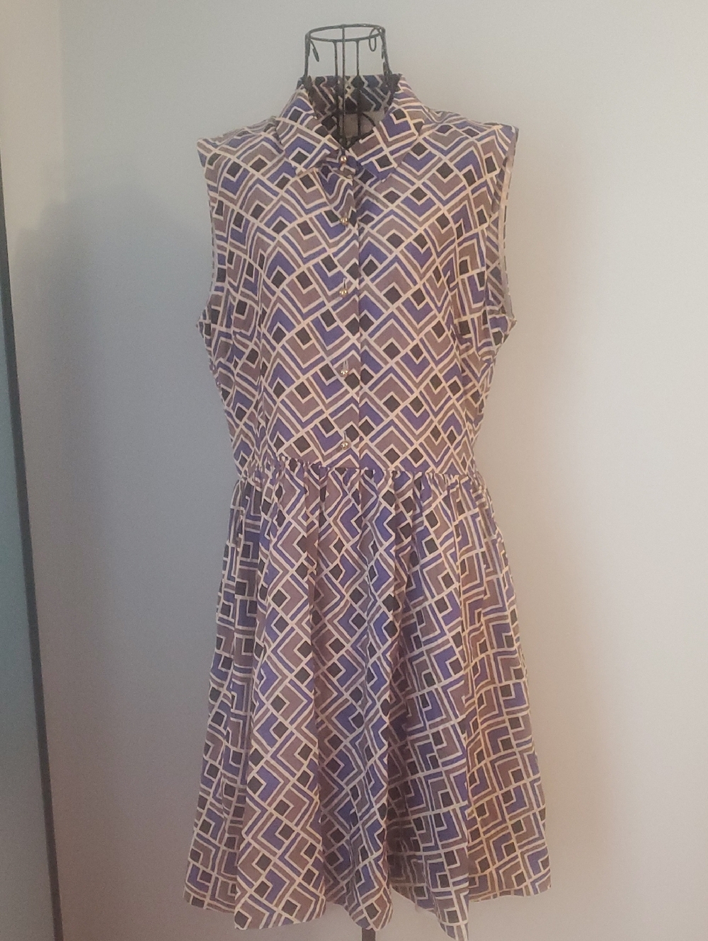 kate spade Purple Geometric Sleeveless Shirt Dress